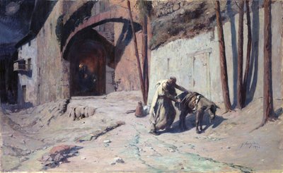 La huida a Egipto o, José poniendo una carga en su burro, 1894 de Ernest Georges Berges