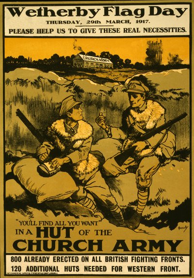 Póster para el Día de la Bandera de Wetherby, jueves 29 de marzo de 1917 de Ernest Hasseldine
