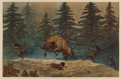Cazando un bisonte, 1871 de Ernest Henry Griset