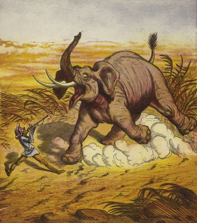 Jim Bold cazando un elefante de Ernest Henry Griset