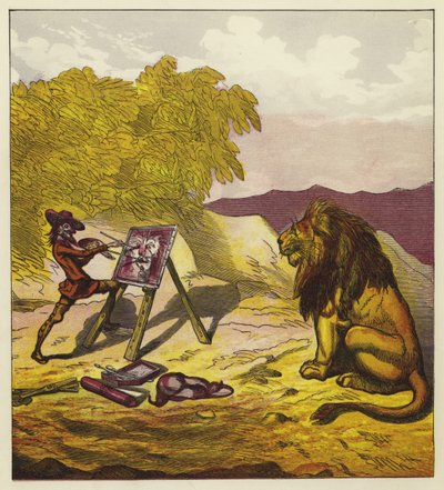 John Bold pintando el león de Ernest Henry Griset