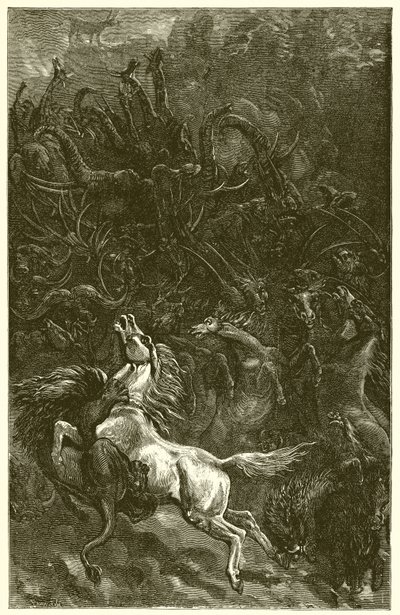 El asno y el león cazando de Ernest Henry Griset