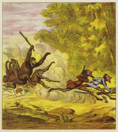 Los Hermanos Valientes perseguidos por gorilas enojados de Ernest Henry Griset