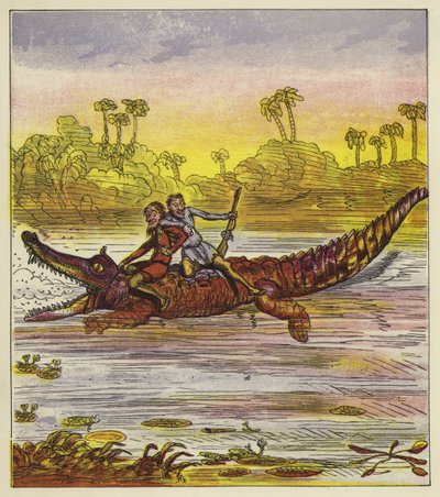 Los hermanos valientes viajando por el Nilo en cocodrilo de Ernest Henry Griset