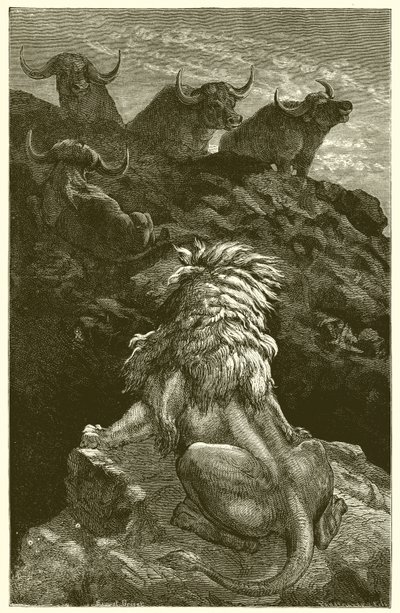 El León y los Cuatro Toros de Ernest Henry Griset