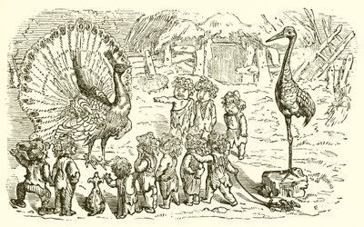 El pavo real y la grulla de Ernest Henry Griset
