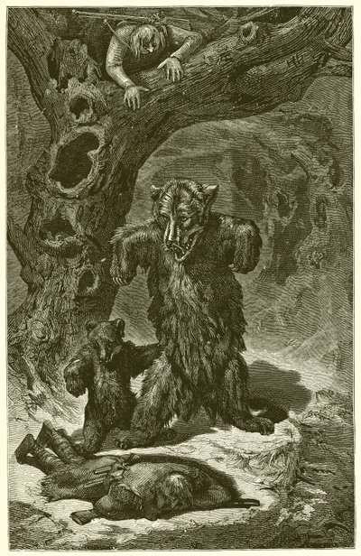 Los viajeros y el oso de Ernest Henry Griset