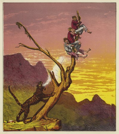 Los tres marineros escapan de un tigre subiendo a un árbol de Ernest Henry Griset