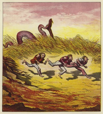 Los tres marineros huyendo de una serpiente gigante de Ernest Henry Griset