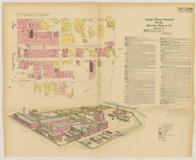 Grays Ferry Chemical Works, Grays Ferry Rd. (lado norte) entre la calle Treinta y cuatro y la calle Treinta y seis, Hexamer General Surveys, 1888 de Ernest Hexamer