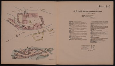 Obras de la Compañía de Máquinas H.B. Smith, Smithville, Burlington, Nueva Jersey, Hexamer General Survey, 1881 de Ernest Hexamer