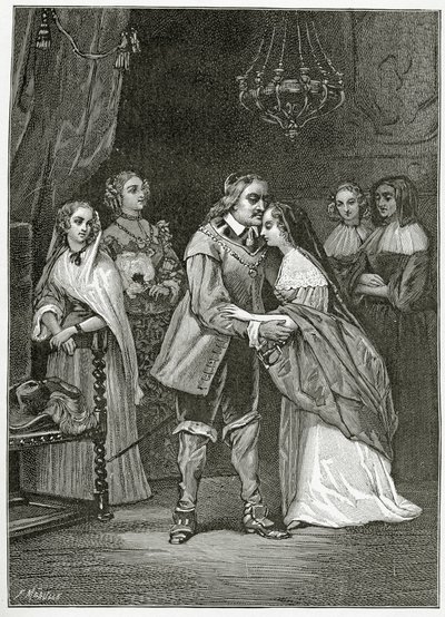 Cromwell y sus hijas, siglo XIX de Ernest Hillemacher