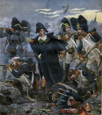 General Pierre Cambronne (1770-1842) junto a sus tropas en la Batalla de Waterloo - grabado después de Delahaye, Ernest Jean (1855-1921) de Ernest Jean Delahaye