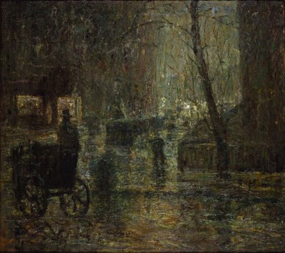 Wet Night, Gramercy Park (Después de la lluvia, Nocturno) de Ernest Lawson