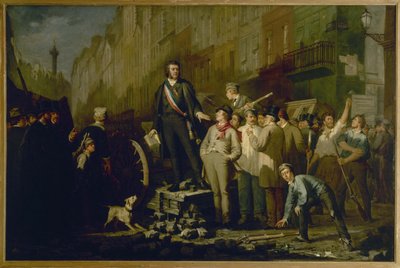 Alphonse Baudin (1811-1851) en la barricada del Faubourg Saint-Antoine, 3 de diciembre. de Ernest Louis Pichio