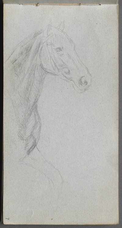 Cuaderno de bocetos, página 07: Estudio de un caballo de Ernest Meissonier