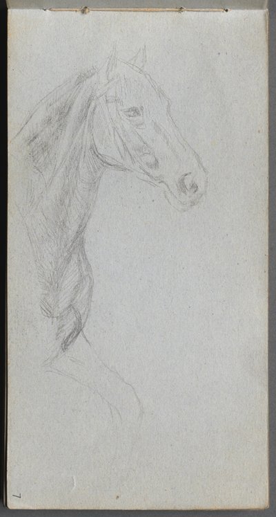 Cuaderno de bocetos, página 07: Estudio de un caballo de Jean Louis Ernest Meissonier