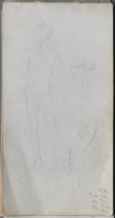Cuaderno de bocetos, página 100: Figura desnuda, de perfil de Ernest Meissonier