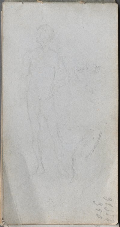 Cuaderno de bocetos, página 100: Figura desnuda, perfil de Jean Louis Ernest Meissonier
