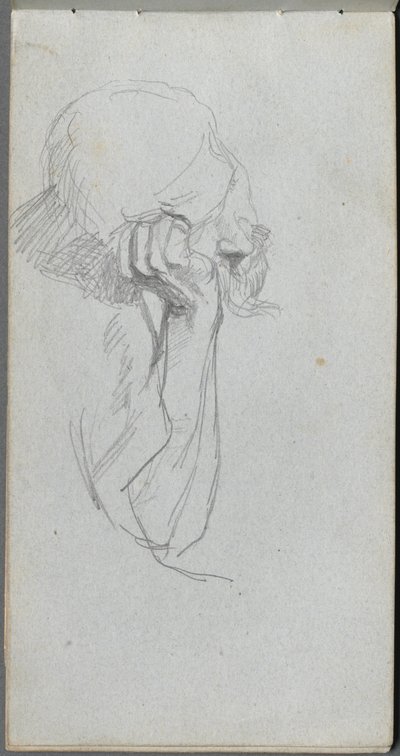 Cuaderno de bocetos, página 16: Figura melancólica de Jean Louis Ernest Meissonier