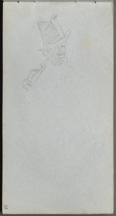Boceto, página 17: Busto de un hombre con sombrero de copa de Jean Louis Ernest Meissonier