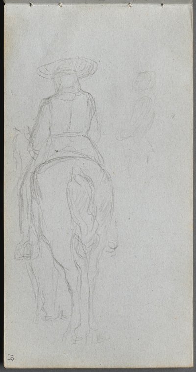Cuaderno de bocetos, página 19: Estudio de una figura a caballo vista desde atrás de Ernest Meissonier