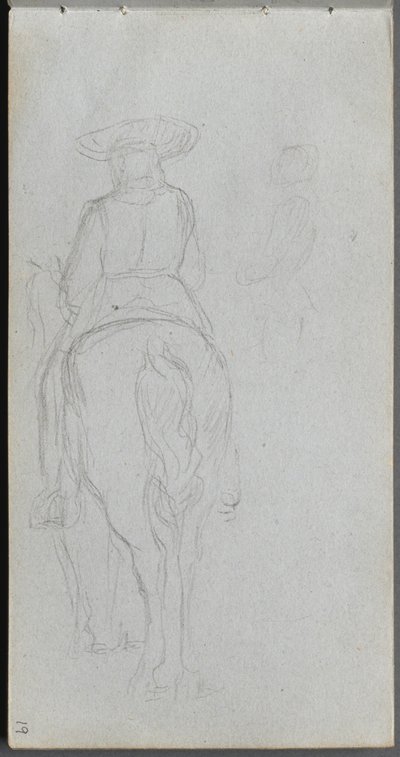 Cuaderno de bocetos, página 19: Estudio de una figura a caballo vista desde atrás de Jean Louis Ernest Meissonier