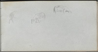Cuaderno de bocetos, página 20: Estudio de animales de Ernest Meissonier