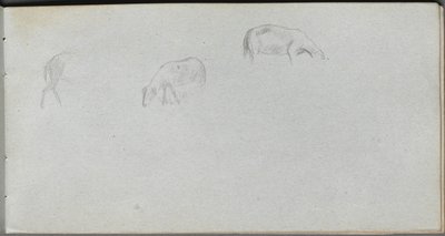 Cuaderno de bocetos, página 20: Estudio de animales de Jean Louis Ernest Meissonier