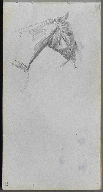 Cuaderno de bocetos, página 21: Estudio de un caballo de Ernest Meissonier