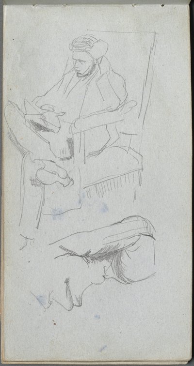 Cuaderno de bocetos, página 24: Figura masculina sentada de Jean Louis Ernest Meissonier