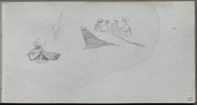 Cuaderno de bocetos, página 25: Estudios de Figuras en Barcos de Jean Louis Ernest Meissonier