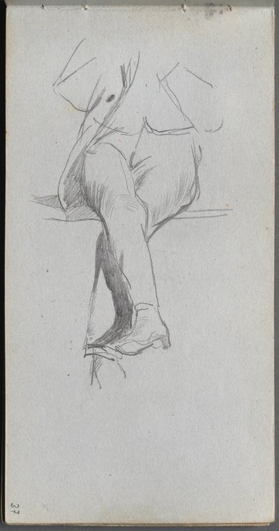 Cuaderno de bocetos, página 37: Estudio de figura, piernas cruzadas de Jean Louis Ernest Meissonier
