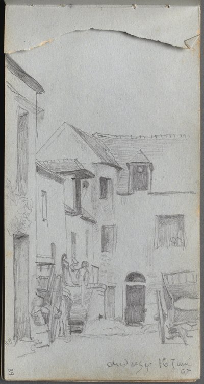 Cuaderno de bocetos, página 39: Escena callejera de Ernest Meissonier