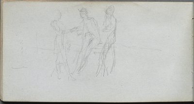 Cuaderno de bocetos, página 42: Tres figuras de Ernest Meissonier
