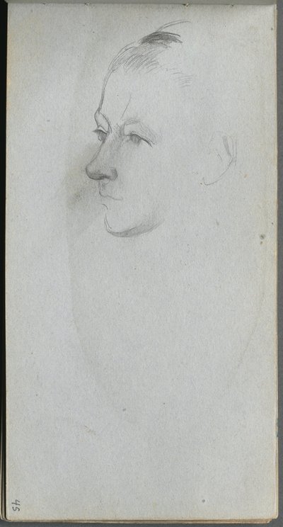 Cuaderno de bocetos, página 45: Rostro de mujer, vista 3/4 de Ernest Meissonier