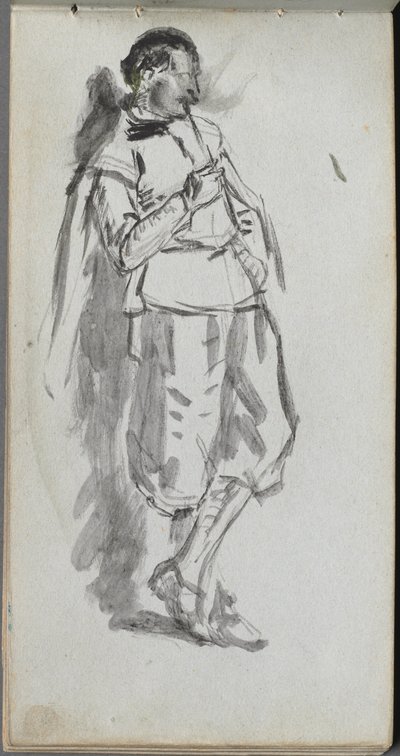 Cuaderno de bocetos, página 46: Figura masculina de pie de Jean Louis Ernest Meissonier