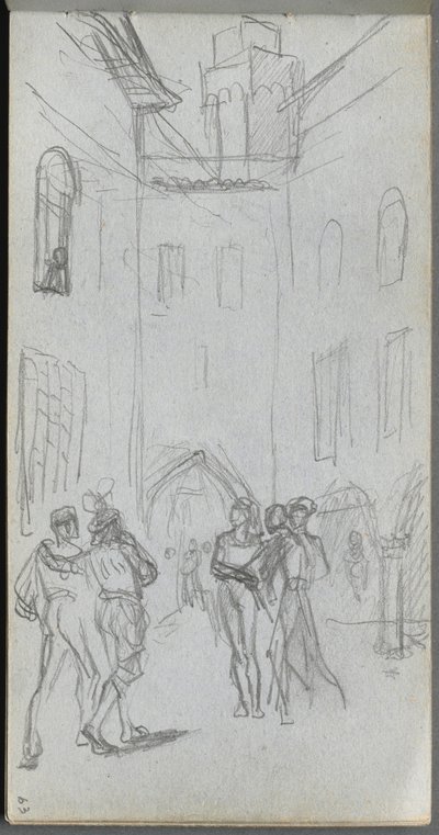Sketchbook, page 63: Figures in a Courtyard de Ernest Meissonier