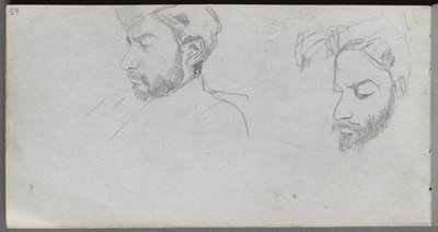 Sketchbook, page 65: Study of Faces in Profile de Ernest Meissonier