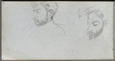 Cuaderno de bocetos, página 65: Estudio de caras de perfil de Jean Louis Ernest Meissonier