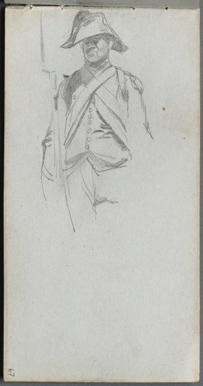 Cuaderno de bocetos, página 67: Estudio de un soldado de Ernest Meissonier