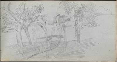 Cuaderno de bocetos, página 74: Estudio de paisaje de Jean Louis Ernest Meissonier