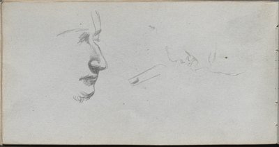 Cuaderno de bocetos, página 80: Estudio de caras de Jean Louis Ernest Meissonier