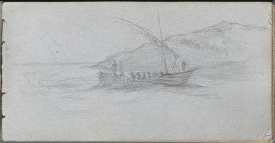 Cuaderno de bocetos, página 88: Paisaje marino y figura de Jean Louis Ernest Meissonier