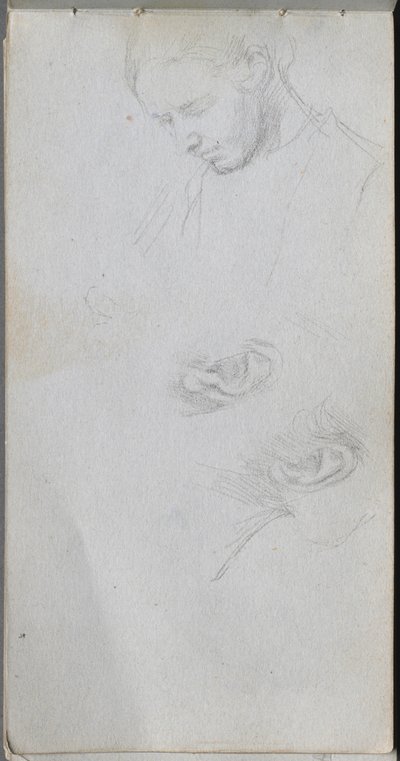 Cuaderno de bocetos, página 96: Estudio de una cara, orejas de Jean Louis Ernest Meissonier