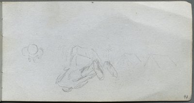 Cuaderno de bocetos, página 97: Estudio de Figuras, Edificios de Ernest Meissonier