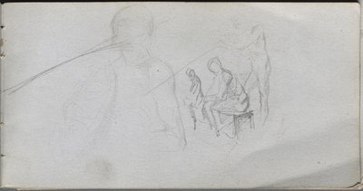 Cuaderno de bocetos, página 98: Estudio de figuras de Ernest Meissonier