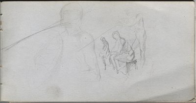 Cuaderno de bocetos, página 98: Estudio de figuras de Jean Louis Ernest Meissonier