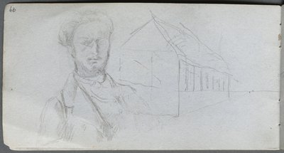 Cuaderno de bocetos, página 99: Estudio de Figura, Edificio de Jean Louis Ernest Meissonier