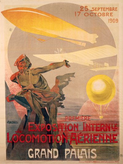Póster para la primera exposición internacional de locomoción aérea, 25 de septiembre - 17 de octubre de Ernest Montaut